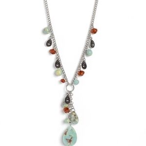 Silver and Turquoise Pendant Necklace Notably Natural Blue Bohemian Fashion